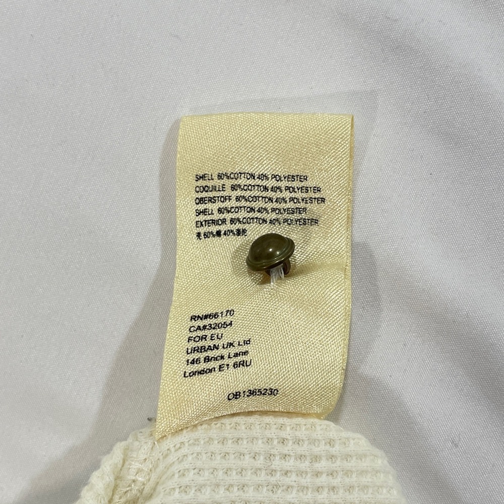 Pilcro Henley Top S Ivory Floral Embroidered Waffle Knit Thermal Cotton Blend - Picture 5 of 7